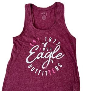 American Eagle Outfitters Shirt XS Maroon Tank Graphic